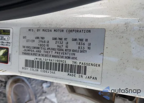 2010 Mazda Mazda3 I Touring z USA, uszkodzony, nr VIN JM1BL1SF9A1190903